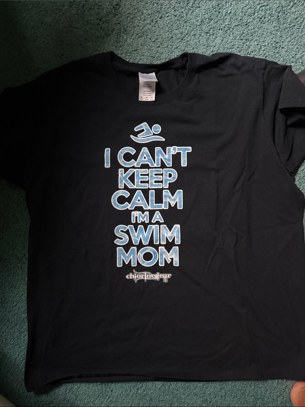 Black "I Can't Keep Calm I'm a Swim Mom" Graphic Tee